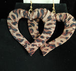 Leopard Print Cloth Heart Earrings