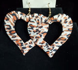 Leopard Print Cloth Heart Earrings