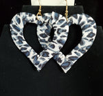 Leopard Print Cloth Heart Earrings