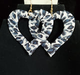 Leopard Print Cloth Heart Earrings