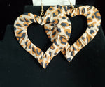 Leopard Print Cloth Heart Earrings