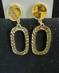 Gold Earrings with Snake Print