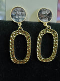 Gold Earrings with Snake Print