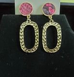 Gold Earrings with Snake Print