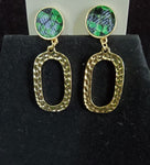 Gold Earrings with Snake Print