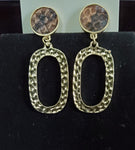 Gold Earrings with Snake Print