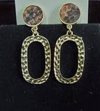 Gold Earrings with Snake Print