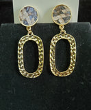 Gold Earrings with Snake Print