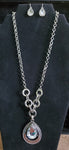 Silver Clear Stone Chain Necklace Set