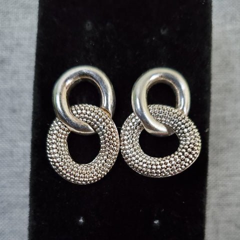 Silver Locked Circle Earrings