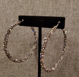 Pewter Sparkle Hoop Earrings