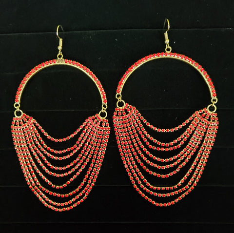 Rhinestone Red Dangle Earrings