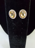 Rhinestone Smoke Gold Stud Earrings