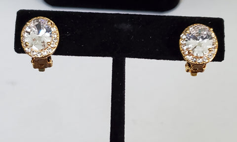 Rhinestone Stud Earrings- (Clip-on)