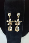 Rhinestone Flower and Teardrop Earrings