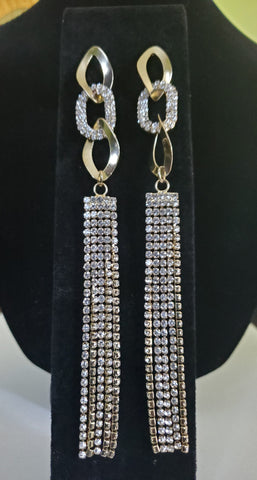 Rhinestone Link Dangle Earrings