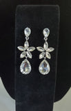 Rhinestone Flower and Teardrop Earrings