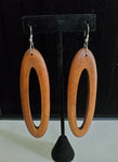 Wood Long Oval and Ankh Earrings