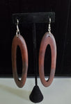 Wood Long Oval and Ankh Earrings