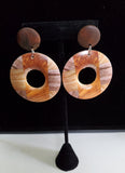 Multi-Brown Patch Wood Earrings