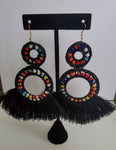 Black Long Fringe Earrings