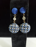 Tweed Button Dangle Earrings