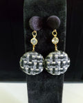 Tweed Button Dangle Earrings