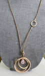 Gold Circle with Pink Pendant Necklace Set