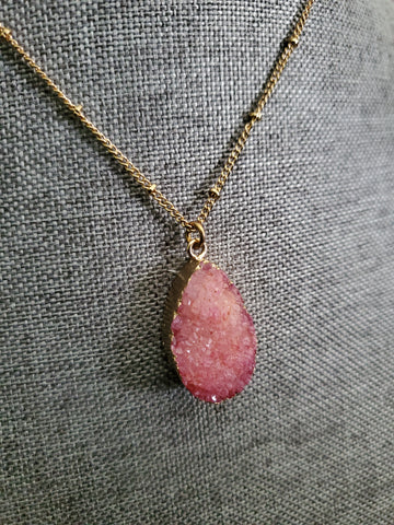 Pink Crystal Pendant Necklace