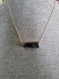 Crystal Rock Pendant Necklace- Rectangle