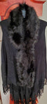 Winter Shawl Vest with Faux Fur Trim