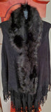 Winter Shawl Vest with Faux Fur Trim