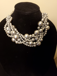 Silver Pearl Cluster Necklace