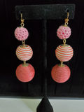 Three Tier Stripped Sphere Earrings-Large