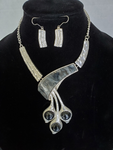 Silver and Charcole Grey Stone Necklace Set