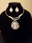 Silver Choker with Snake Print Pendant Set