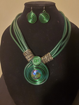 Green African Necklace Set-Center Stone