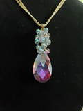 Crystal Teardrop Gem Pendant Necklace