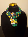 African Cloth Green Print Choker