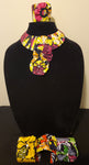 African Cloth Yellow/Fuchsia Print Choker and Cuff Set