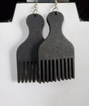 Afro Pick Wood Earrings