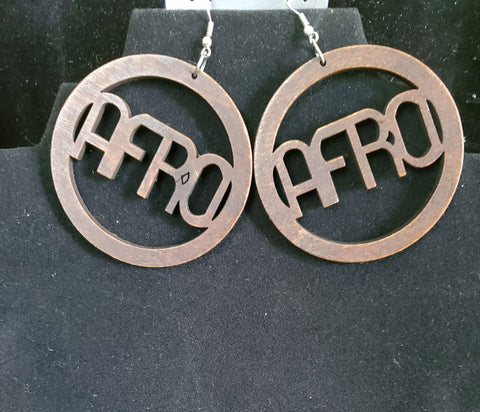 Afro Wood Circle Earrings