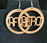 Afro Wood Circle Earrings