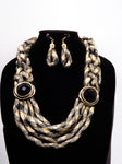 Black and Gold Soft Braided Necklace Set