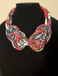 Blue and Red Knotted Cloth Necklace