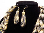 Black and Gold Soft Braided Necklace Set