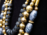 Navy Stone and Gold Beaded Necklace