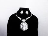 Silver Choker with Snake Print Pendant Set