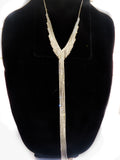 Gold Long Strand Clear Rhinestone Necklace