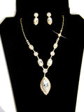 Gold Clear Rhinestone Necklace Set